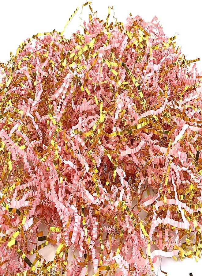 PUROSUR Crinkle Cut Paper Shred Filler Pink & Gold for Gift Wrapping & Basket Filling luxury Gift Box Filler Gift Basket Stuffing Shipping Packaging Craft Party Favor Bags - (4 oz) (Pink & Gold) - Image 3